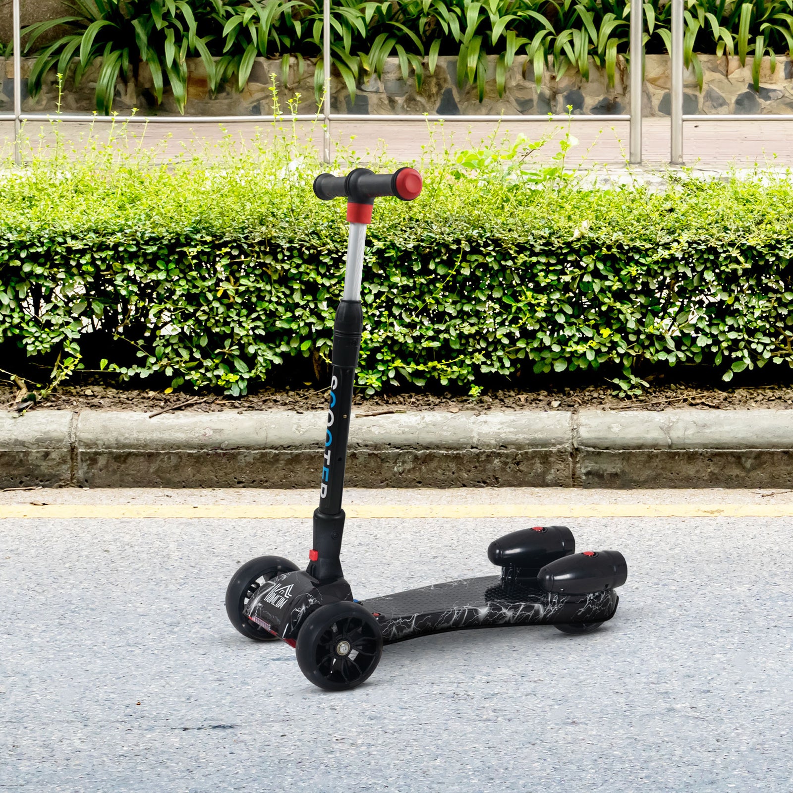 Child 3-wheel Scooter Light Music Water Spray Rechargeable 3-6 Yrs | Black