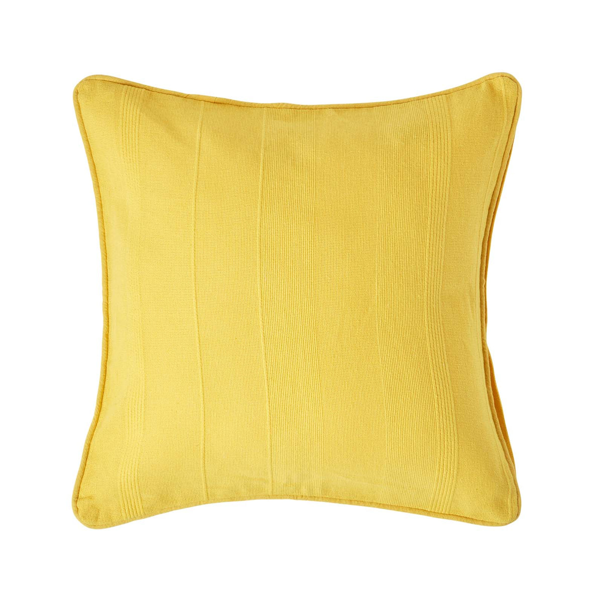 Cotton Rajput Ribbed Cushion Cover | 60cm x 60cm | Yellow