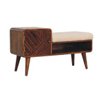 Solid Mango Wood Boucle Carved Chestnut Telephone Table