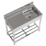 100cm W X 50cm D X 90cm H Stainless Steel One Compartment Commercial Sink With Left Drainboard