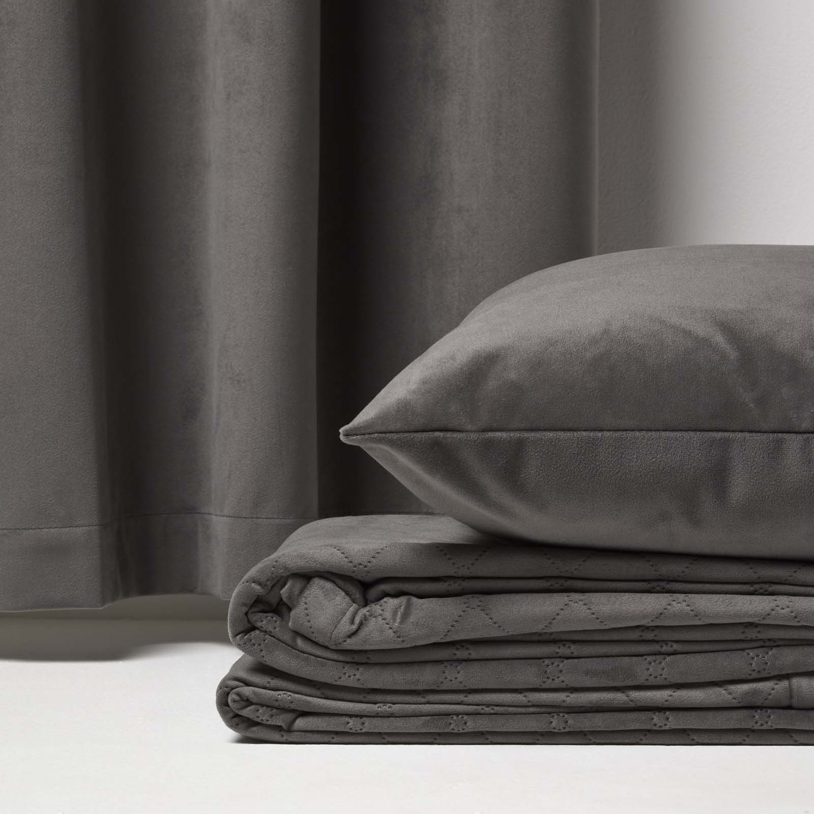 Diamond Quilted Velvet Bed Throw | 150cm x 200cm | Grey