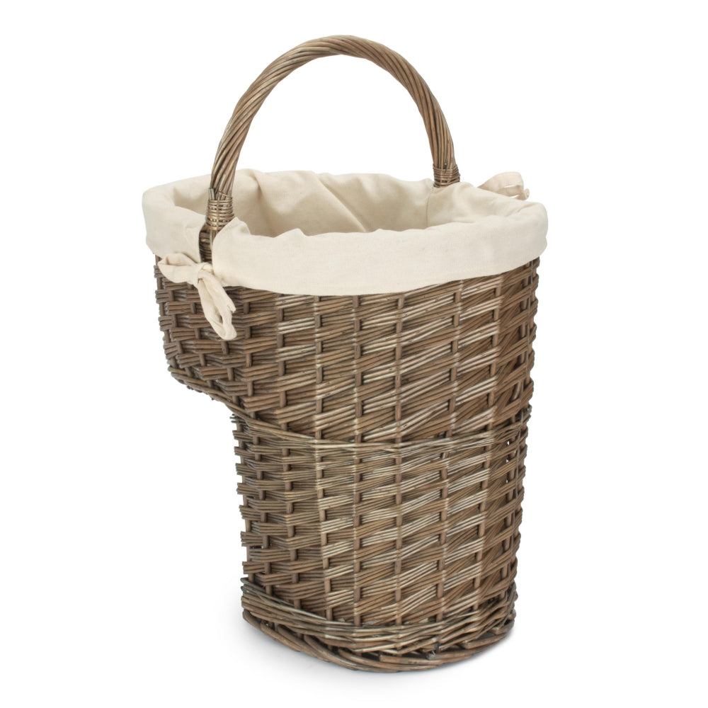 Wicker Antique Wash Finished Stair Basket | White