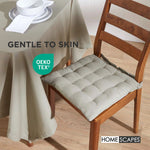 100% Cotton Seat Pads Plain Chair Cushions For Dining Room, Kitchen, Or Outdoor Garden Use | Set-of-4 | Grey
