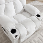 Electric Power Lift Recliner Chair With Heat & Massage, Chenille Fabric Recliner | White