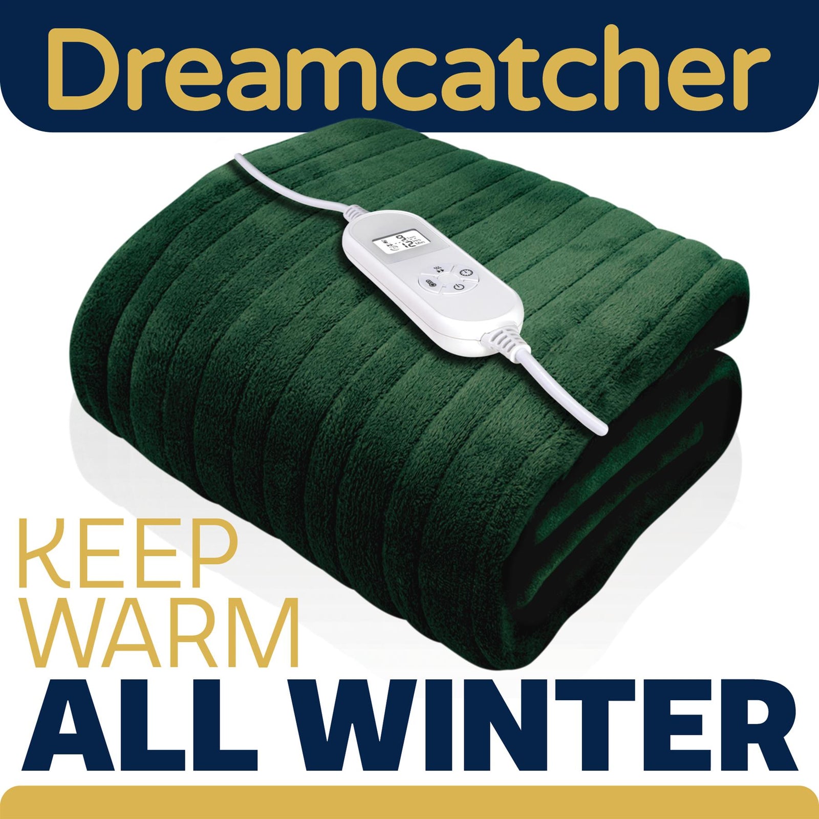 Deluxe Electric Throw Heated Double Over Blanket Soft Fleece  9 Heat & 12 Timer Settings | L | Green
