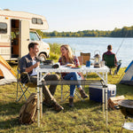3ft Folding Camping Table, Picnic Table With Storage Layer | Cream