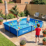 Outsunny Metal Frame Swimming Pool, Rectangle Frame Pool, 229 X 160 Cm