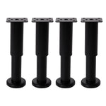 Set Of 4 Adjustable Metal Furniture Legs For Cabinet Table Feet Replacement | Small | Black