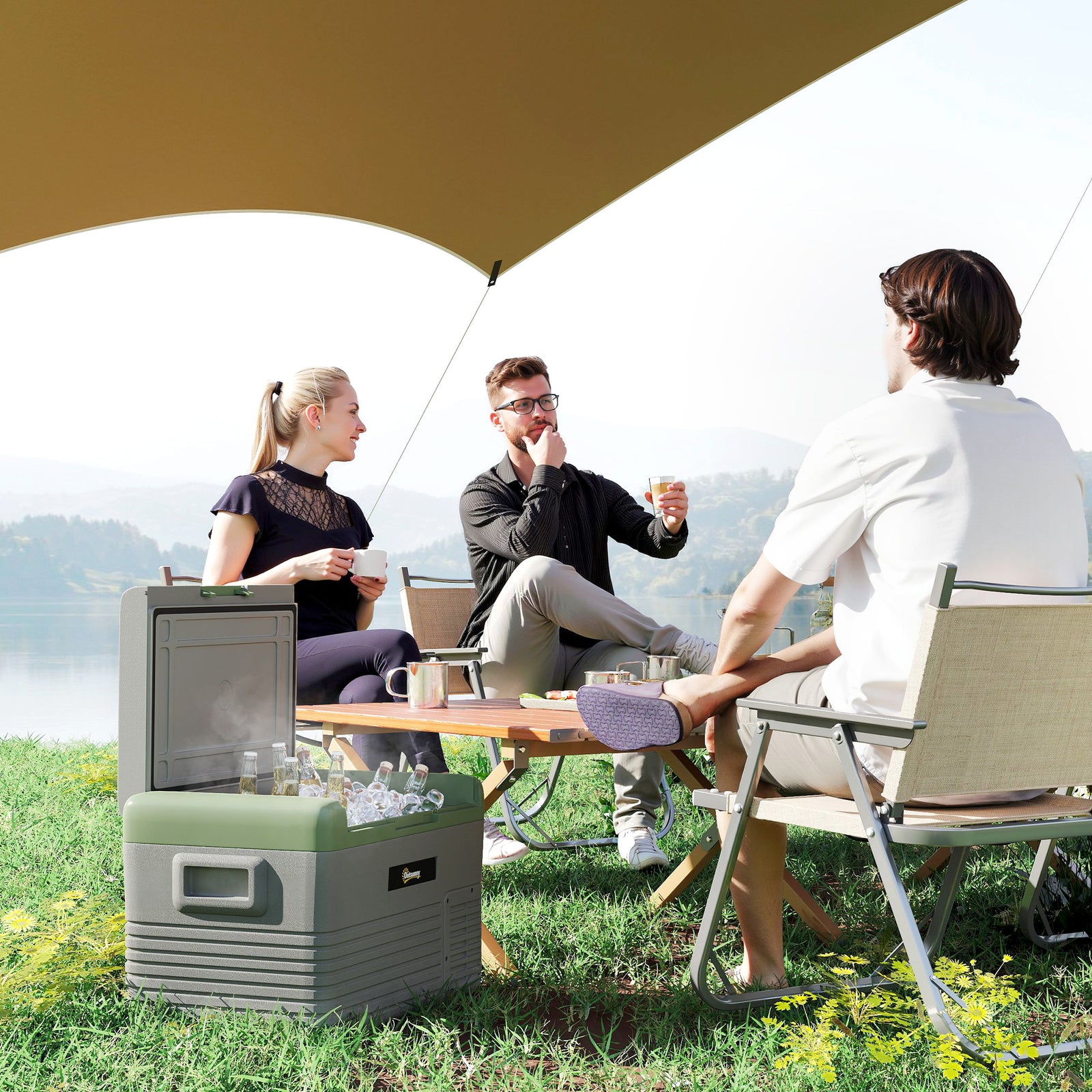 Car Refrigerator, Portable Compressor Car Fridge Freezer | Small | Light Green