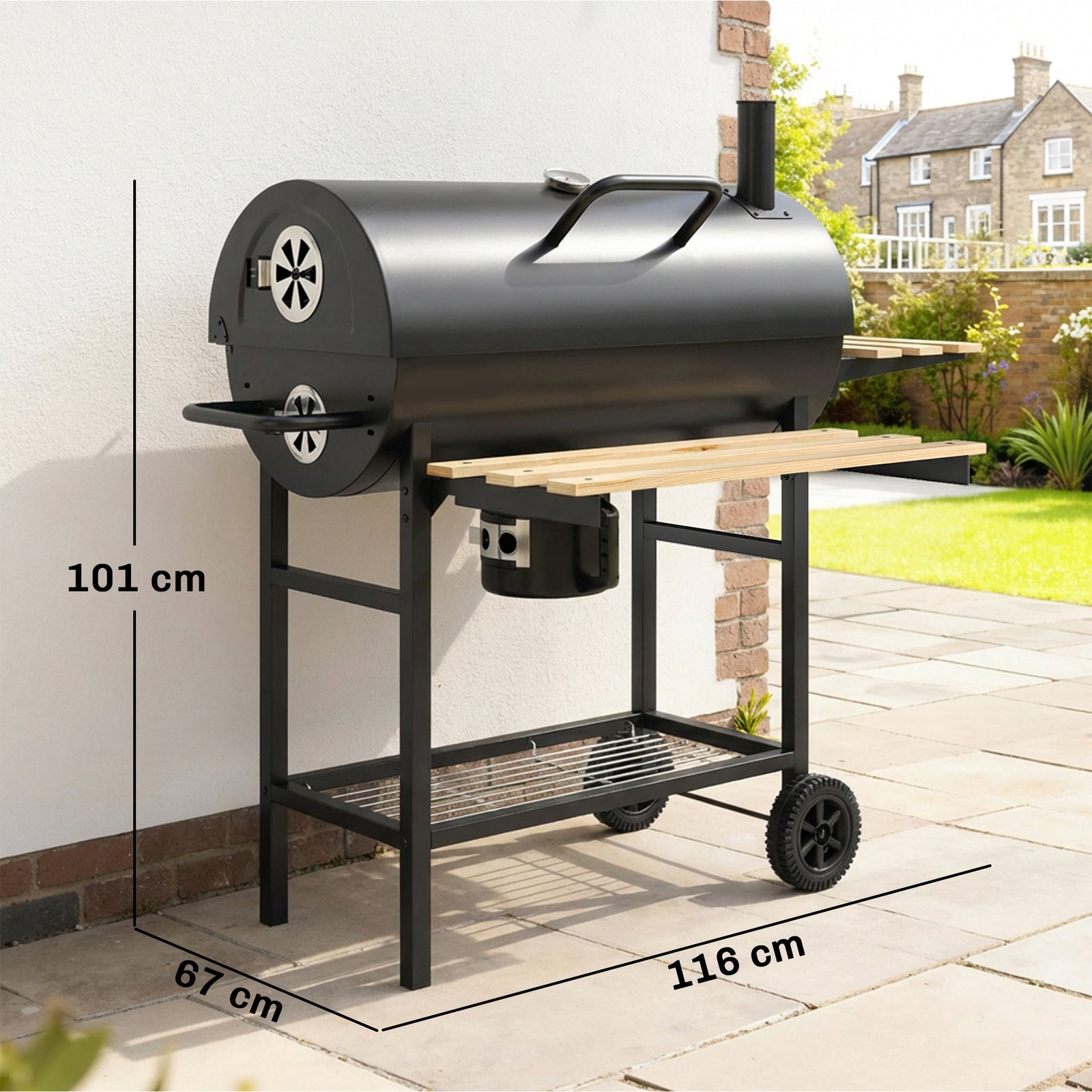 Charcoal Bbq Grill With Foldable Shelves