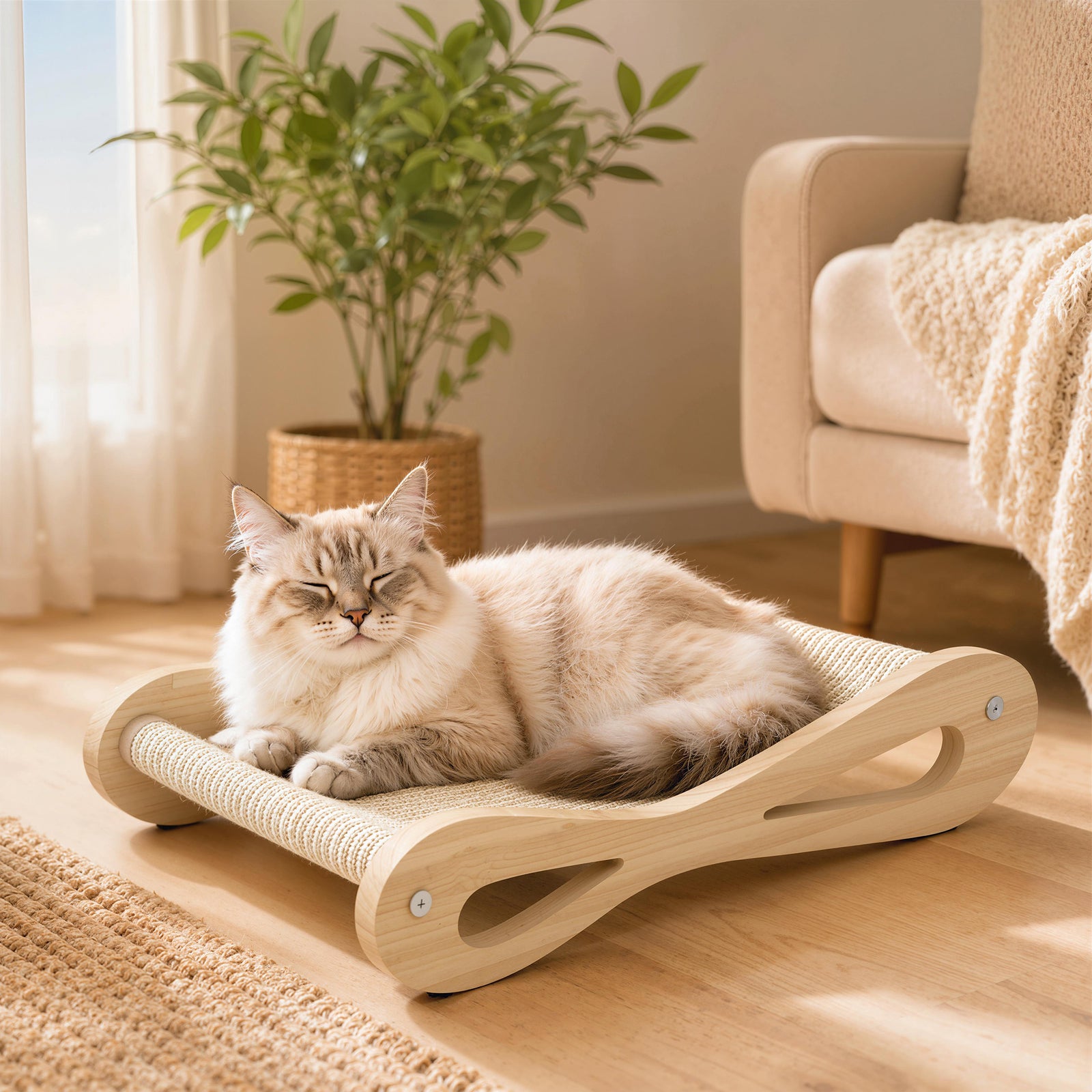 PawHut 2 In 1 Sisal Cat Scratcher Bed Cat Scratching Board And Lounger