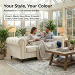 Chesterfield Scroll Arm Velvet Sofa 3 Seater | Beige