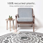 Luxury Outdoor Rug Waterproof Reversible Round For Garden Patio, Monochrome Motif