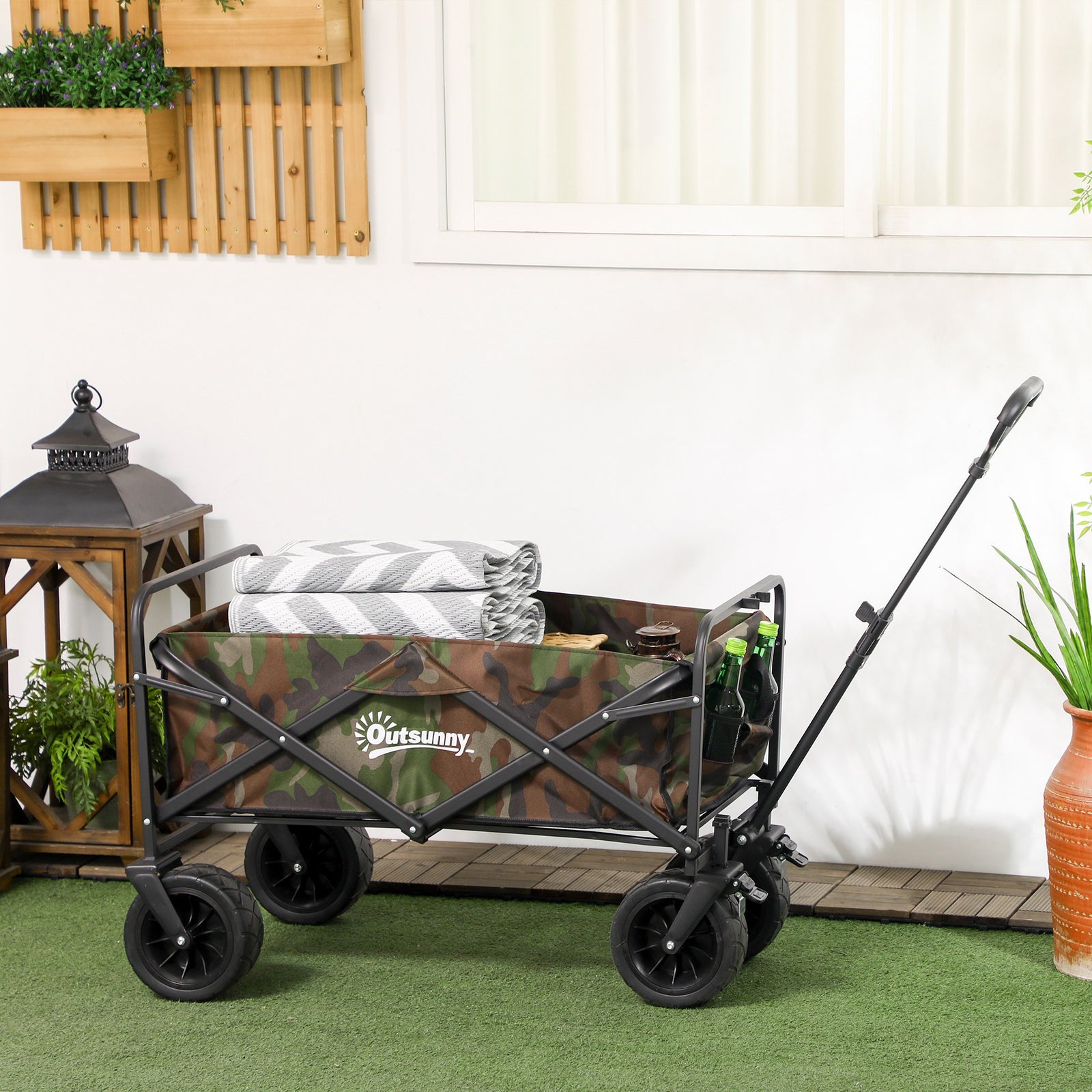 Foldable Garden Cart,utility Wagon With Carry Bag Camouflage