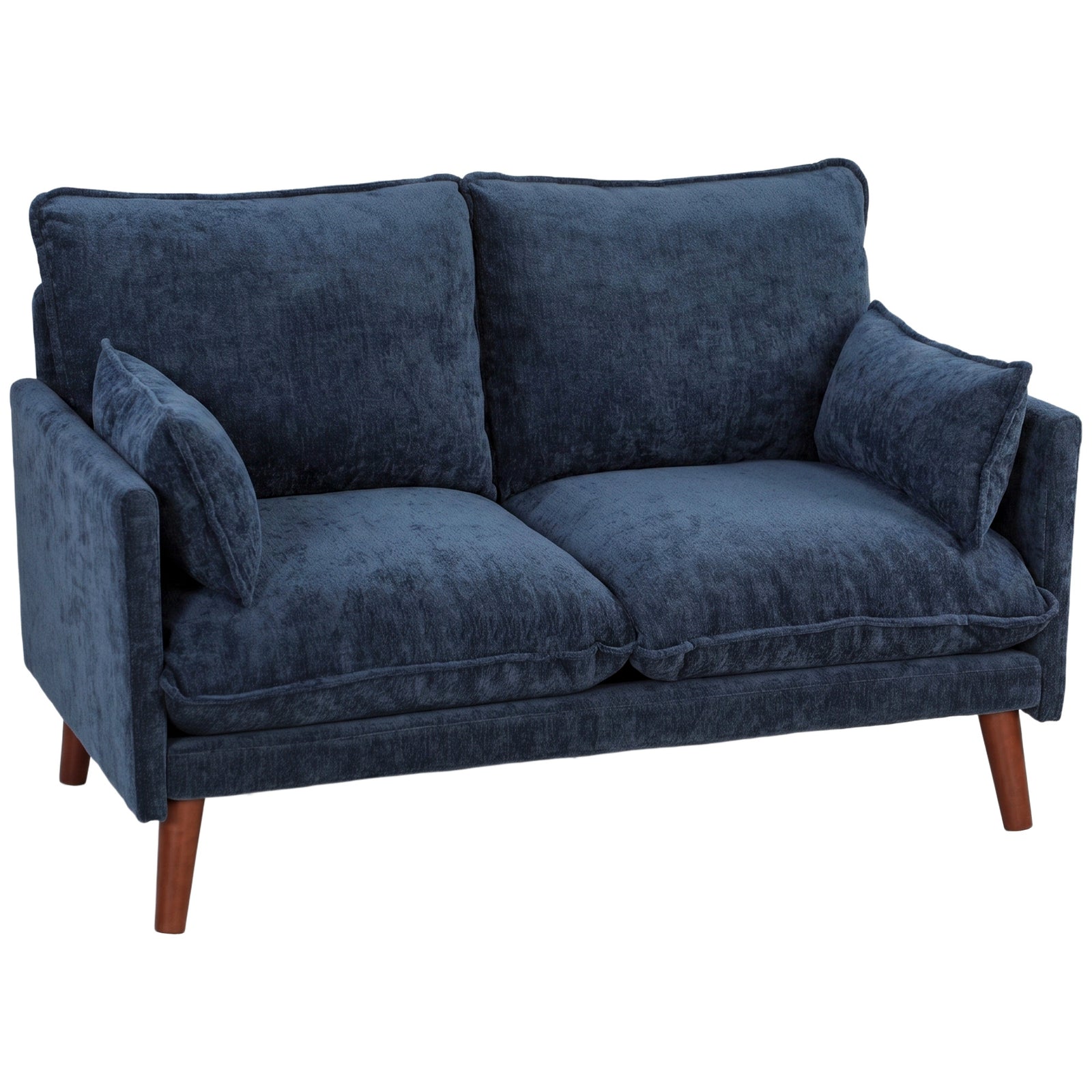 2 Seater Sofa, Modern Loveseat With Spring Cushions, Wide Seat | Blue