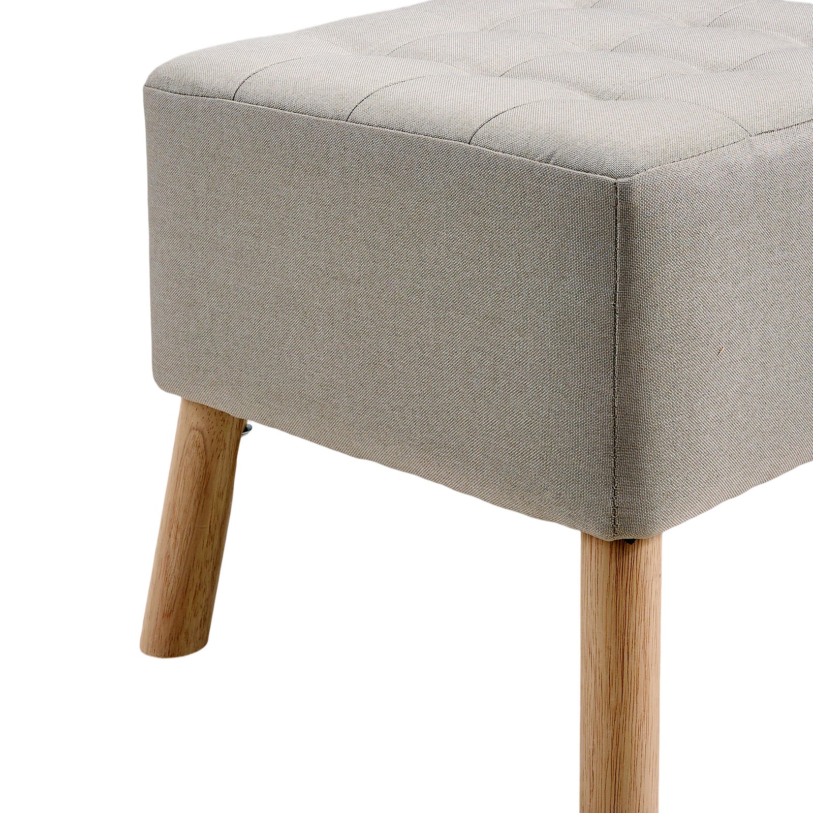 Linen Upholstered Footstool | Light Grey