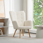 Accent Chair Velvet-touch Tufted Wingback Armchair | One Size | Cream