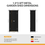 Metal Garden Storage Cabinet 1.5×2.5 Ft Flat Roof Shed With Adjustable 2 Shelves &  Lockable Double Doors