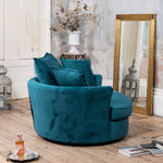 Havana Velvet Swivel Base Cuddle Chair | Teal