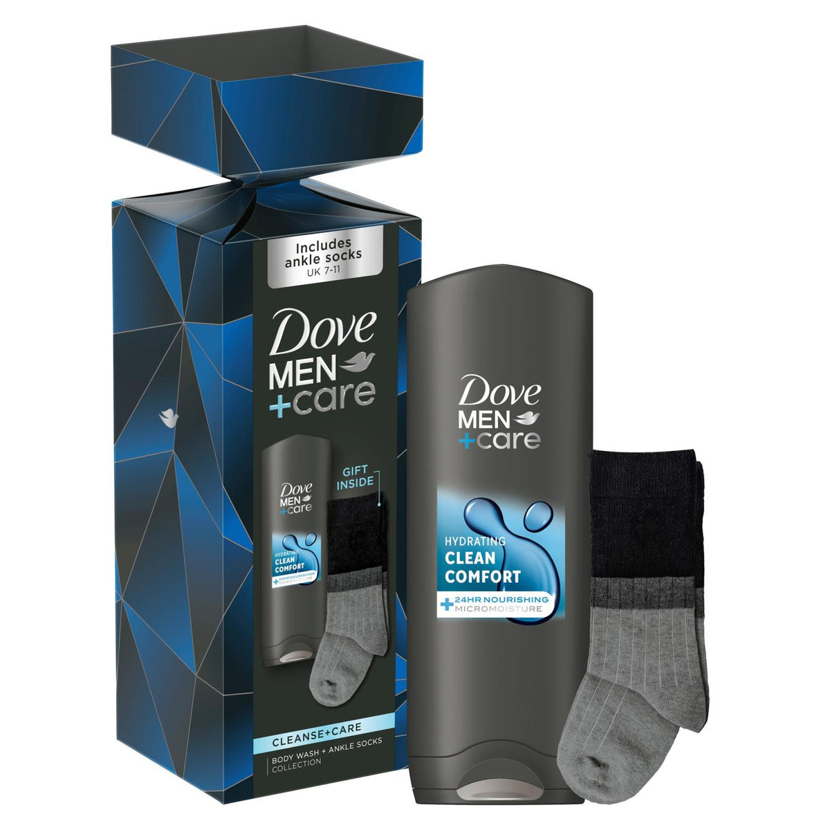 Cleanse And Care Body Wash And Socks Gift Set For Him With Cracker | Set of 2