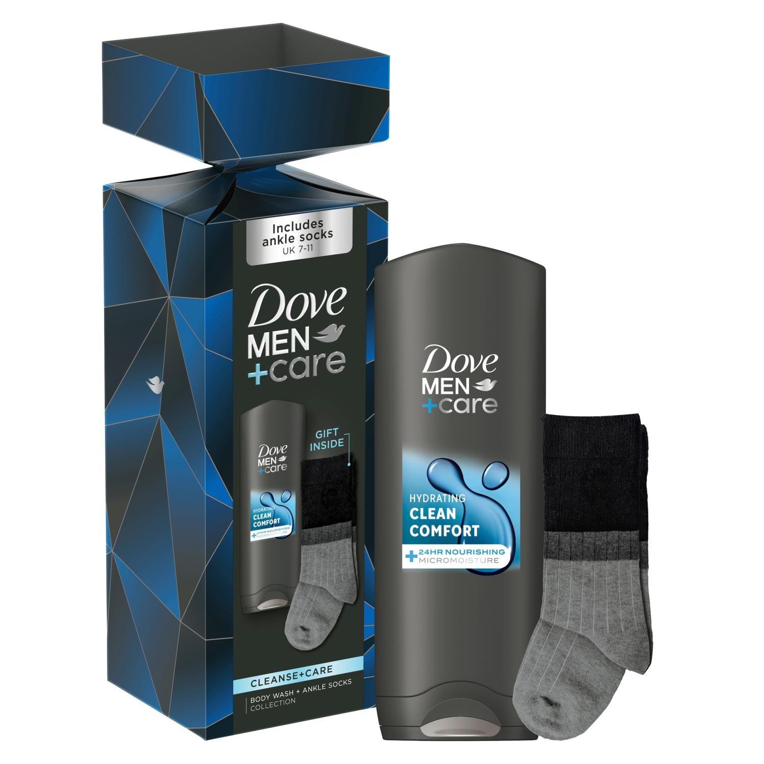 Cleanse And Care Body Wash And Socks Gift Set For Him With Cracker | Set of 3