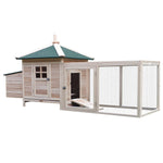 Pawhut Chicken Coop Hen Poultry House W/ Nesting Box Outdoor Run Patio Wooden | Natural