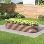 Brown Wood Grain Raised Garden Bed Oval-shaped Galvanised Steel Raised Garden Bed | Large