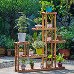 Rustic Large Multi-tiered Wooden Plant Stand