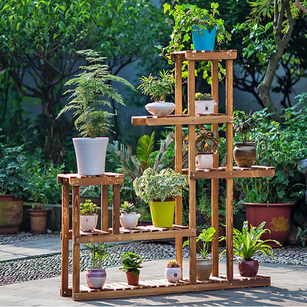 Rustic Large Multi-tiered Wooden Plant Stand