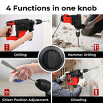 Hammer Drill Heavy Duty Corded Electric Impact Driver With Bit Set | Red