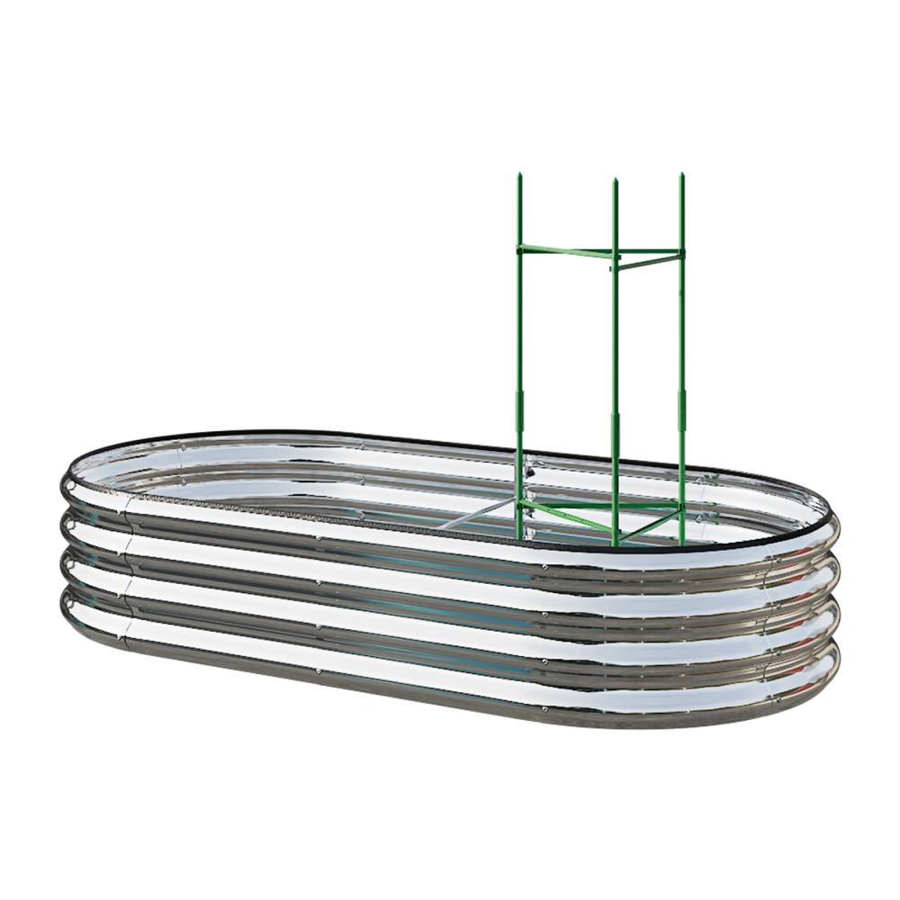 Galvanized Metal Raised Garden Bed – Elevated Planter Box With Safety Edging, Silver, 120cm/160cm W X 80cm D X 30cm H | Large | Silver