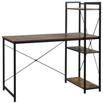 Computer Desk Laptop Table W/4-tier Bookshelf Metal Frame | Pale Brown