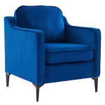 Contemporary Upholstered Armchair – Velvet Accent Chair For Living Room Or Study | Blue