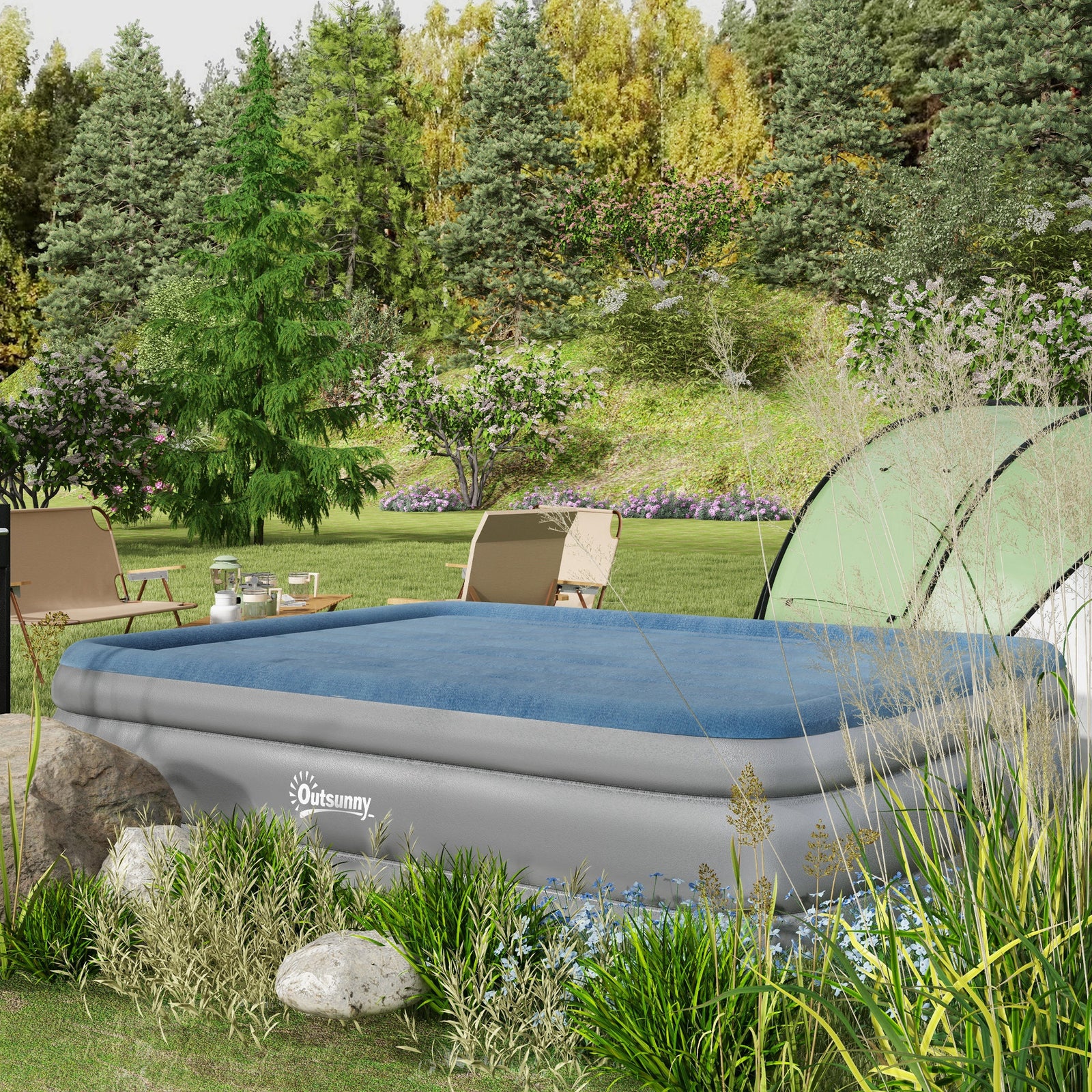 King Size Air Bed With Built-in Pump | Blue