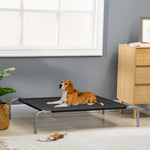 Pawhut Cooling Pet Bed Elevated Dog Bed With Non-slip Pads For Large Medium Dogs | Black