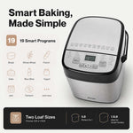 Spector Bread Maker 19 In 1 Compact Machine 15h Timer 1.5lb Black Silver