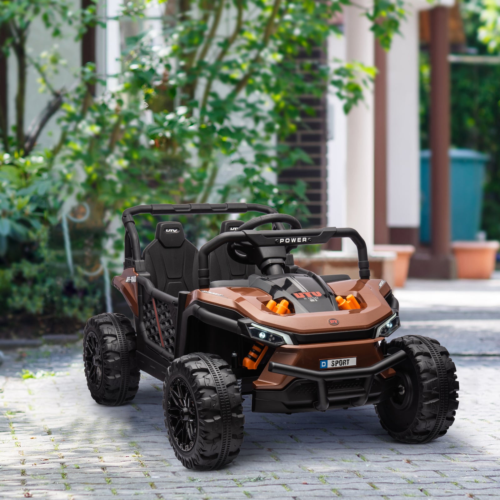 12v Kids Ride On Car, Electric Truck W/ Remote, Four Suspension Wheels | Brown