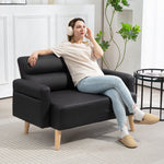 2 Seater Sofa Settee, Modern Faux Leather Couch With Wood Legs