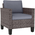 Single Rattan Chair, Garden Armchair W/ Cushions | Dark Gray