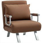Sofa Bed Foldable Portable Armchair Sleeper With Pillow | One Size | Brown