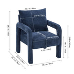 Chenille Upholstered Accent Chair With Lumbar Pillow | Blue