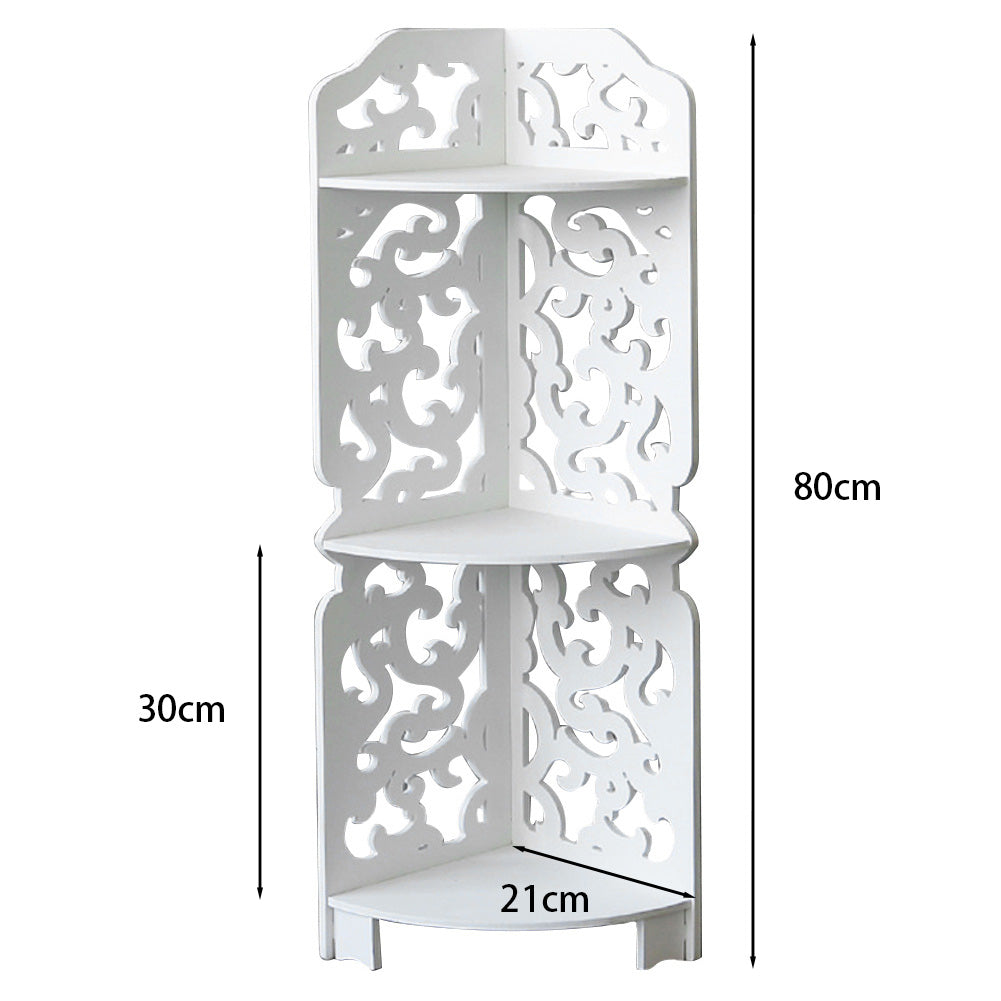 3 Tiers Corner Storage Rack Cabinet Shelf Storage For Bedroom Bathroom White