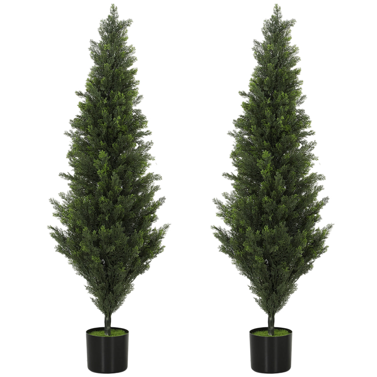 HOMCOM Set Of 2 Decorative Artificial Plants Cypress In Weighted Pot