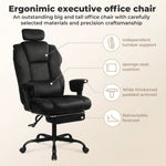 Ergonomic Office Chair Suede Fabric Wide Seat 155° Recline Footrest | Black