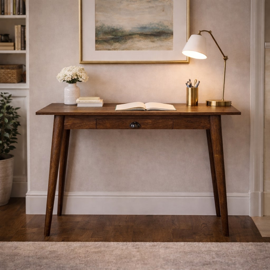 Artisan Furniture Solid Wood Nordic Writing Desk In Classic Grey