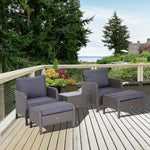 5 Pieces Outdoor Patio Furniture Set Wicker Conversation Set | Gray