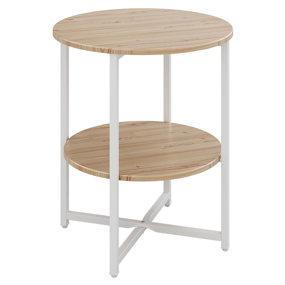Small Round Coffee Table With 2 Tier | Natural