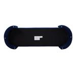 Chenille Upholstered Storage Bench With Arc-shaped Sides, 125cm Wide Ottoman Seat With Hidden Compartment For Living Room Or Bedroom | Blue