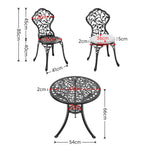 3-Piece Black Cast Iron Outdoor Bistro Set  Weather Resistant Patio Furniture with Round Table & 2 Chairs – Small Balcony or Garden Use | Set-of-3 | Black