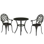 3pcs Bistro Set, Aluminium Garden Table And Chairs | Black